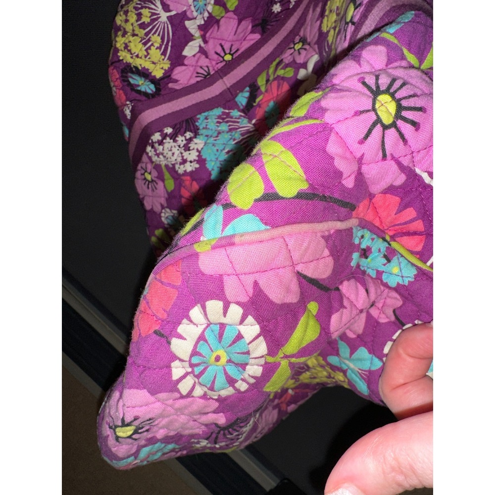 Vera Bradley Flutterby Floral Quilted Cotton 19" Duffel Travel Bag Purple Clean - Picture 9 of 10